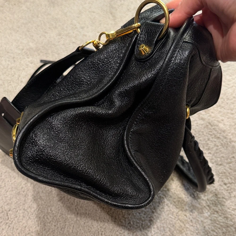 Balenciaga Black Leather Shoulder Bag with Gold Details - Picture 6 of 8